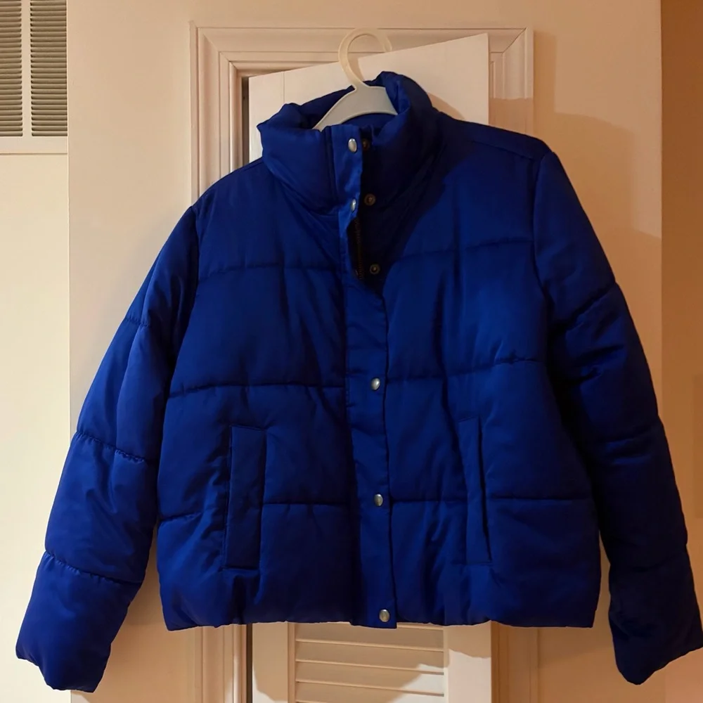 LOFT Royal Blue Puffer Coat - Picture 2 of 2